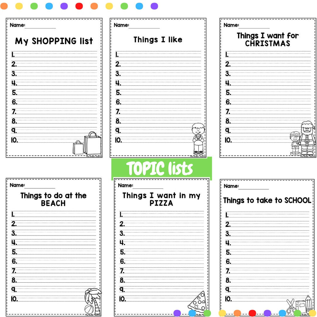 Writing lists booklet for reception & nursery - Early years