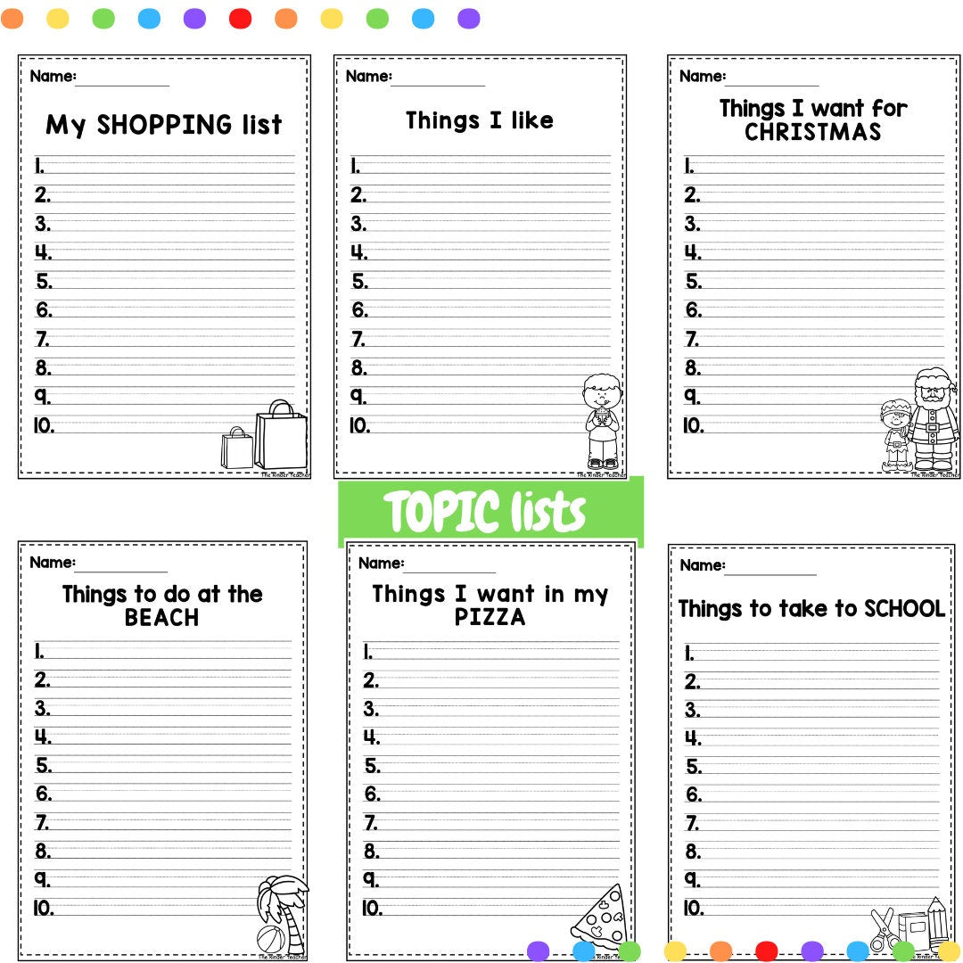 Writing lists booklet for reception & nursery - Early years