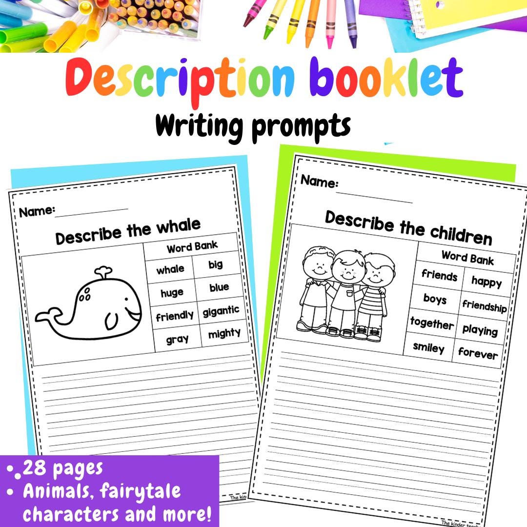 Descriptive writing booklet . Early years writing