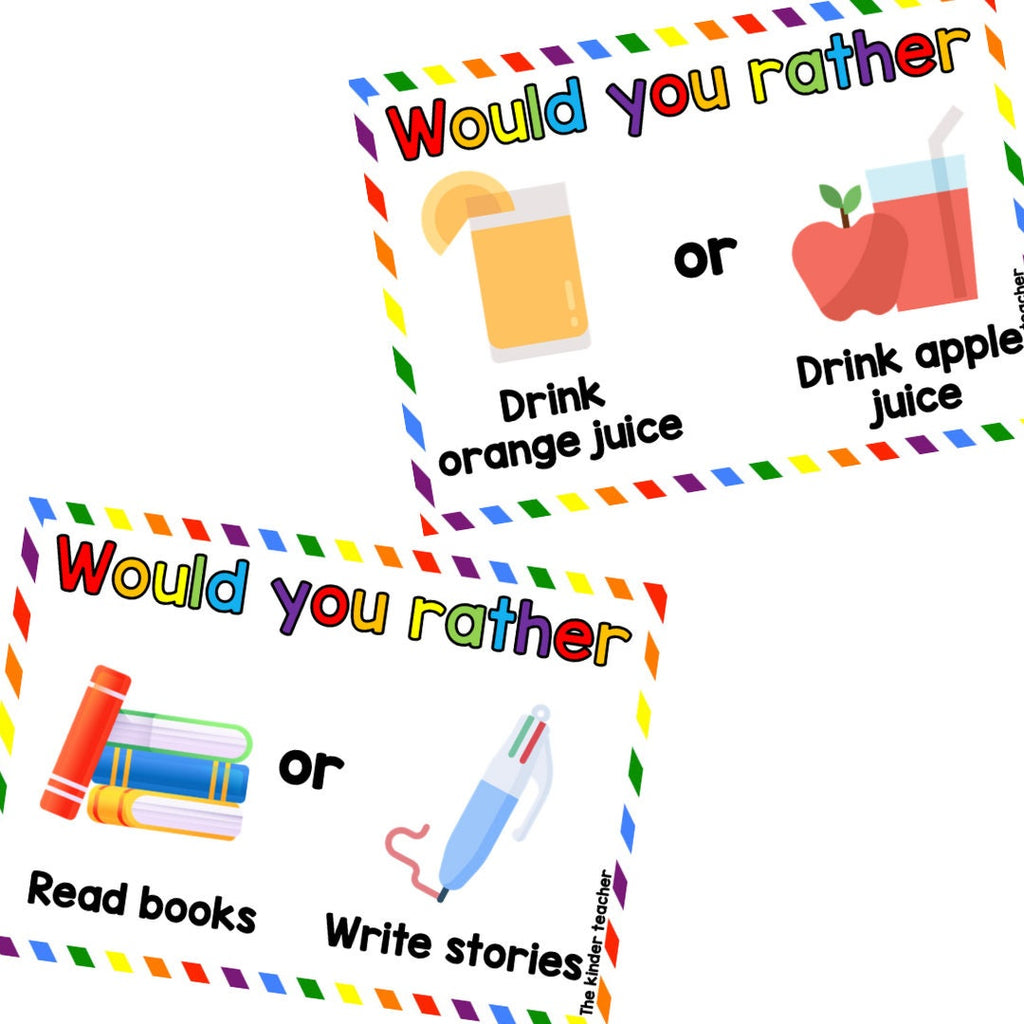 Would you rather questions! 40 cards - Kindergarten, First grade
