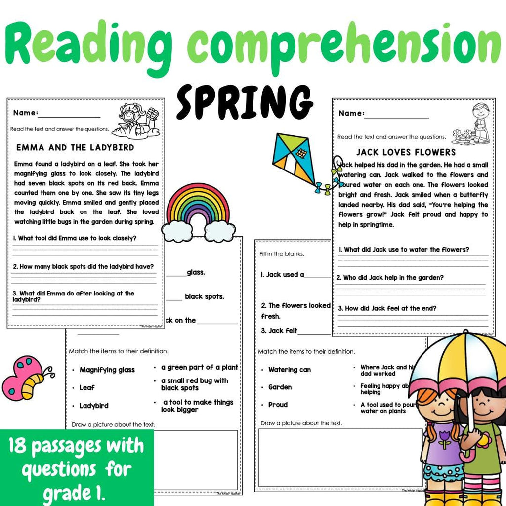 Seasonal reading comprehension BUNDLE passages for Year 1 and Reception