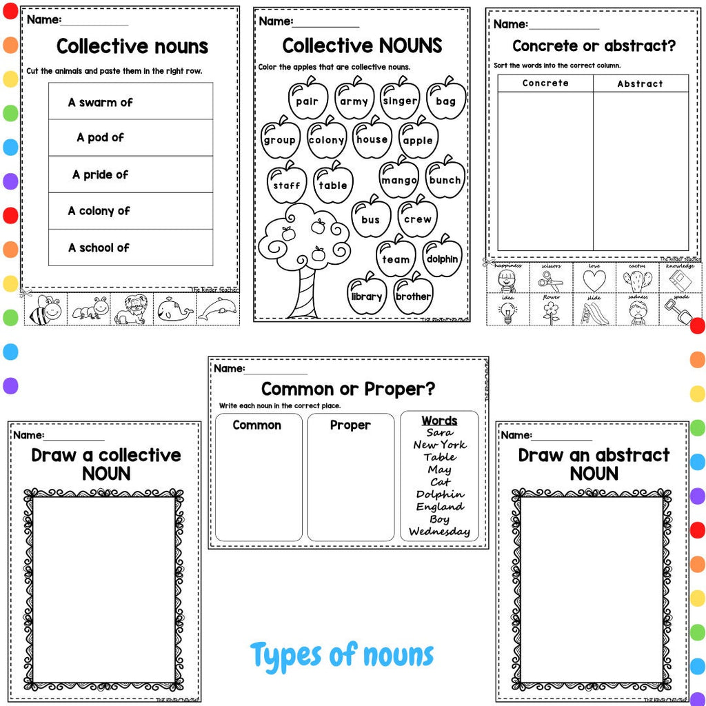 Parts of the speech - NOUNS - Posters and worksheets