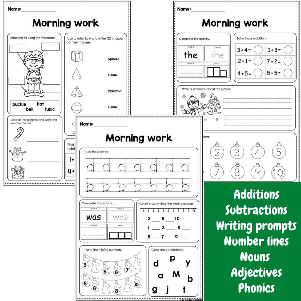 December Morning Work for Reception and Year 1