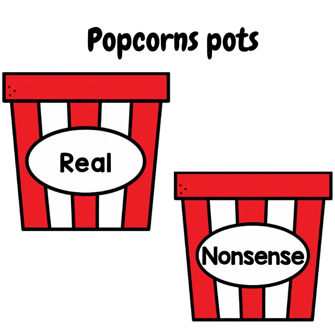 Real and nonsense words - Screening phonics check - Early reading activity