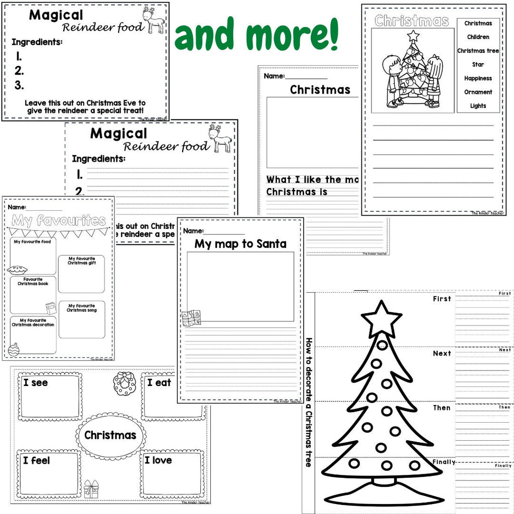 Christmas Writing Prompts Booklet - Preschool to 2nd