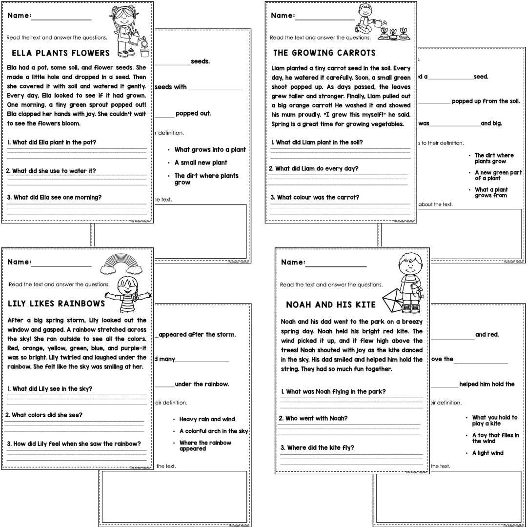 Seasonal reading comprehension BUNDLE passages for Year 1 and Reception