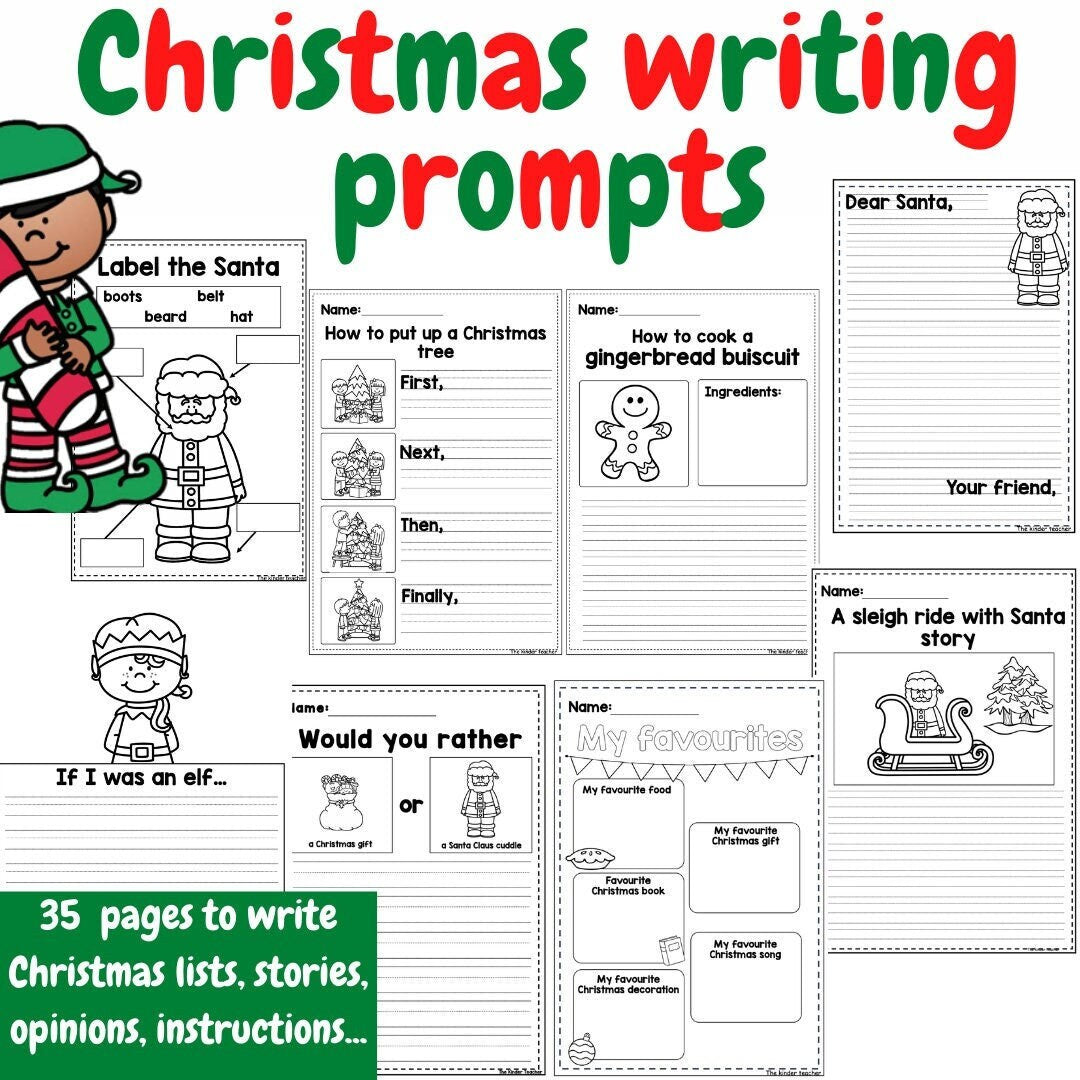 Christmas Writing Prompts Booklet - Preschool to 2nd