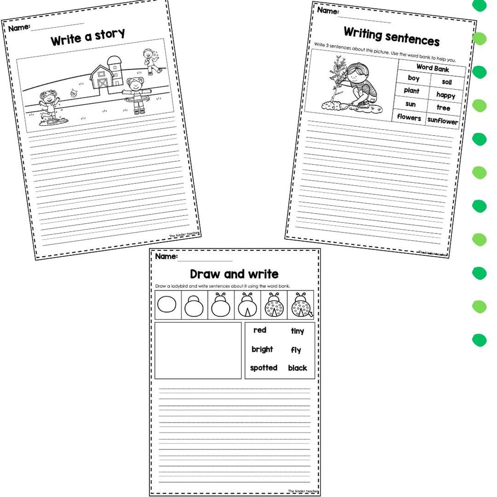 Spring writing prompts - Reception & Nursery Printable Activity Booklet - Preschool Literacy Writing