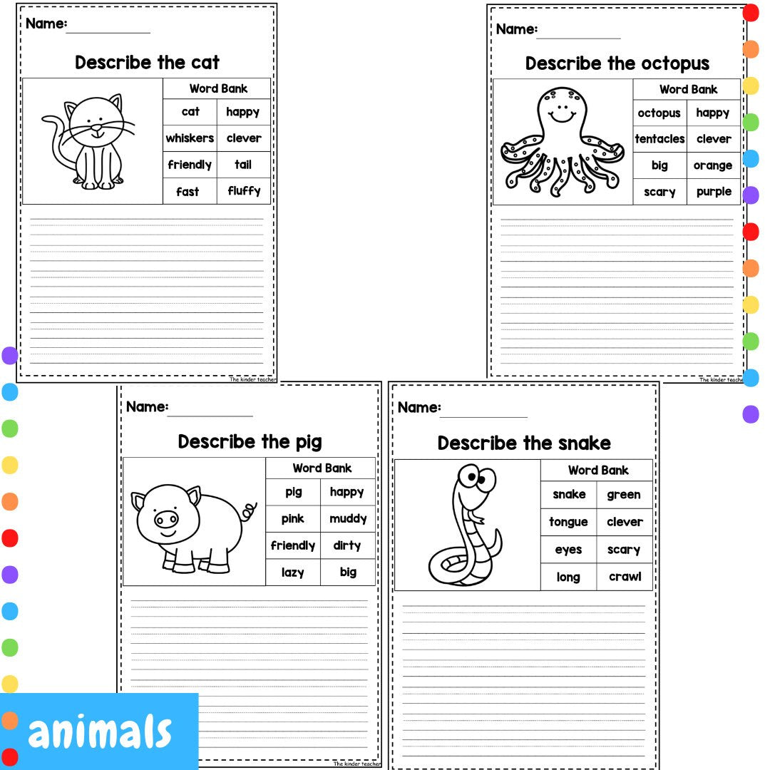 Descriptive writing booklet . Early years writing