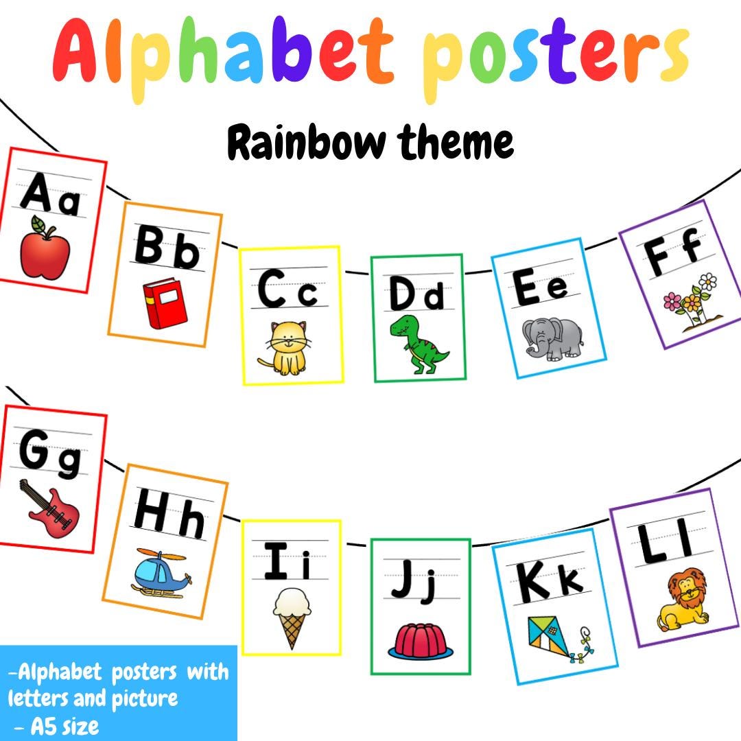 Alphabet Posters & Bunting letters | Rainbow Class Decor