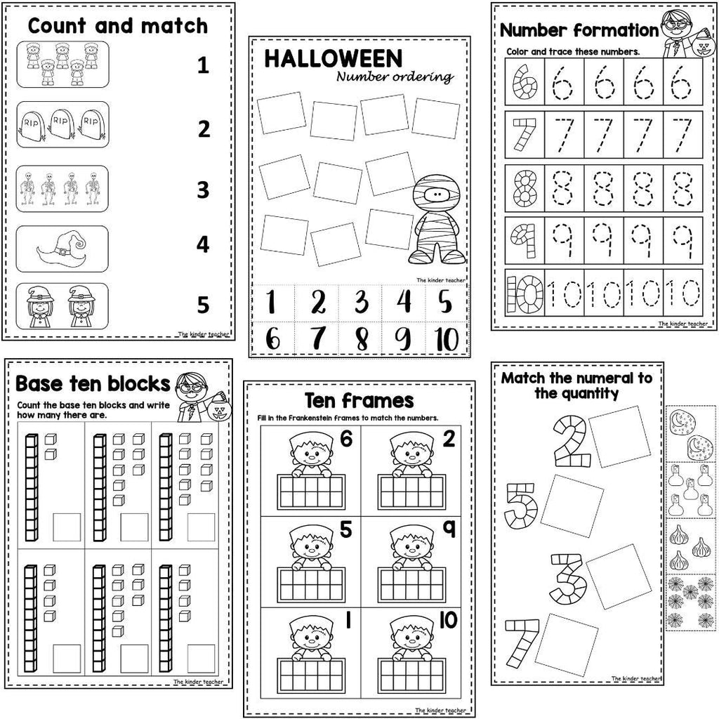 Halloween maths booklet for Preschool, Pre-K, and Kindergarten