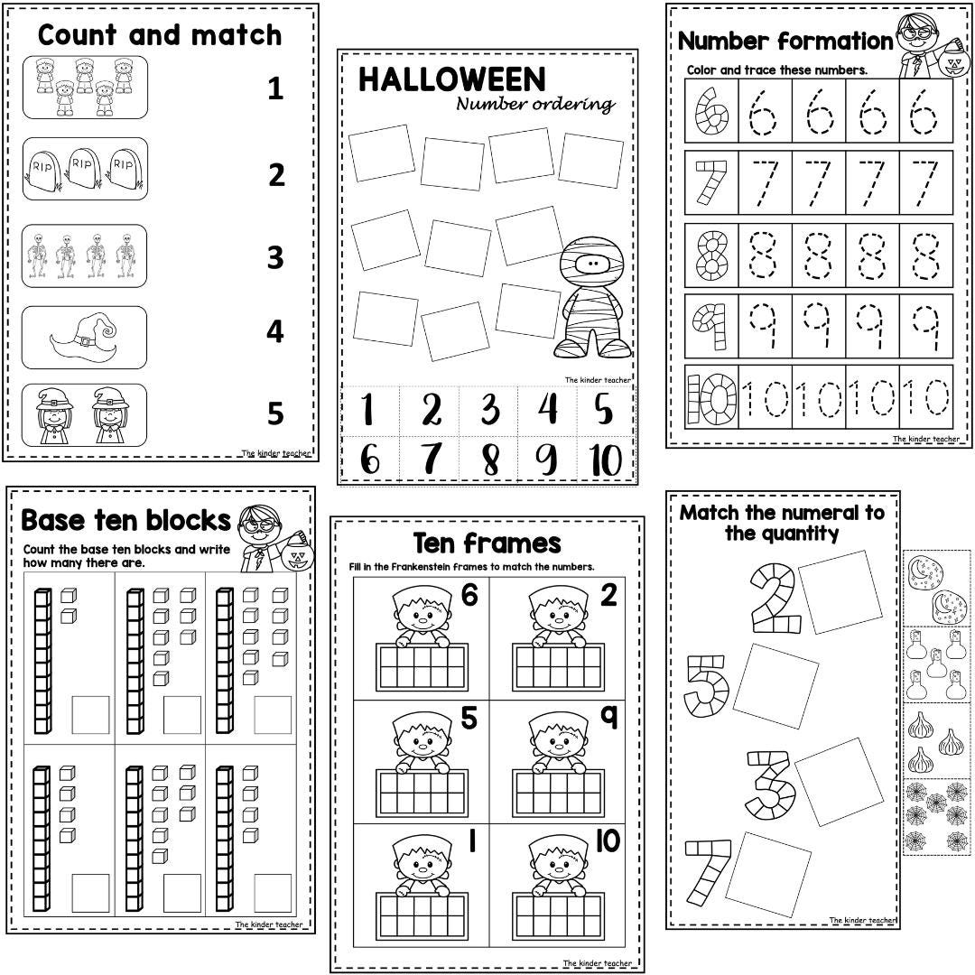 Halloween maths booklet for Preschool, Pre-K, and Kindergarten