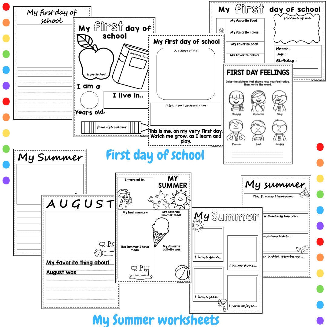 Back to school activities - First day at school - My Summer - All about me