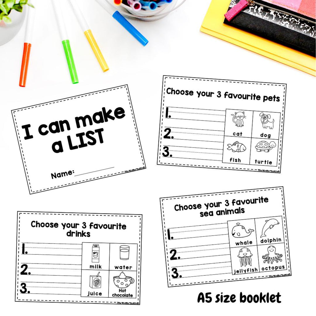 Writing lists booklet for reception & nursery - Early years