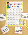 100 Square Chart - Find the number, one more, one less