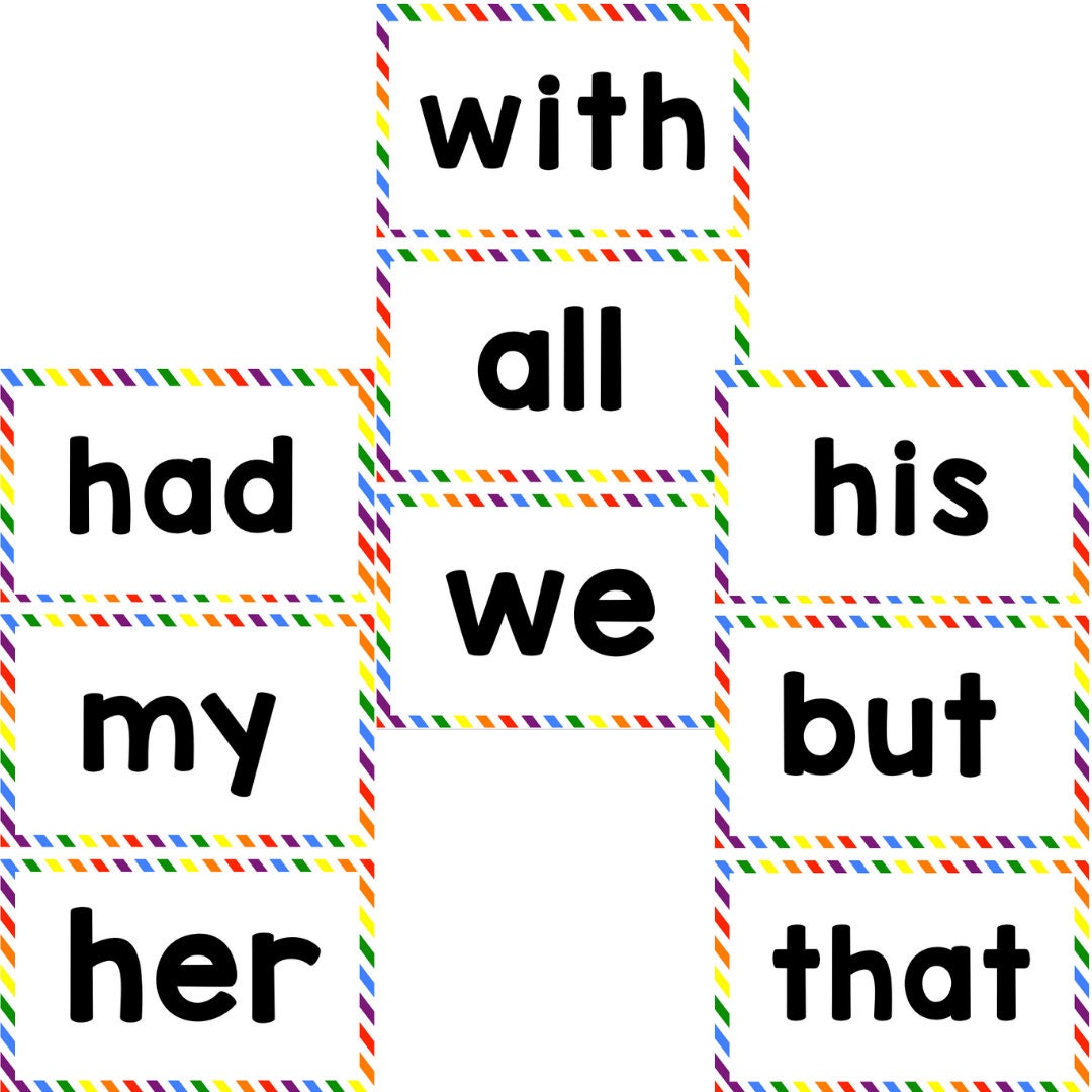 50 High frequency words flashcards