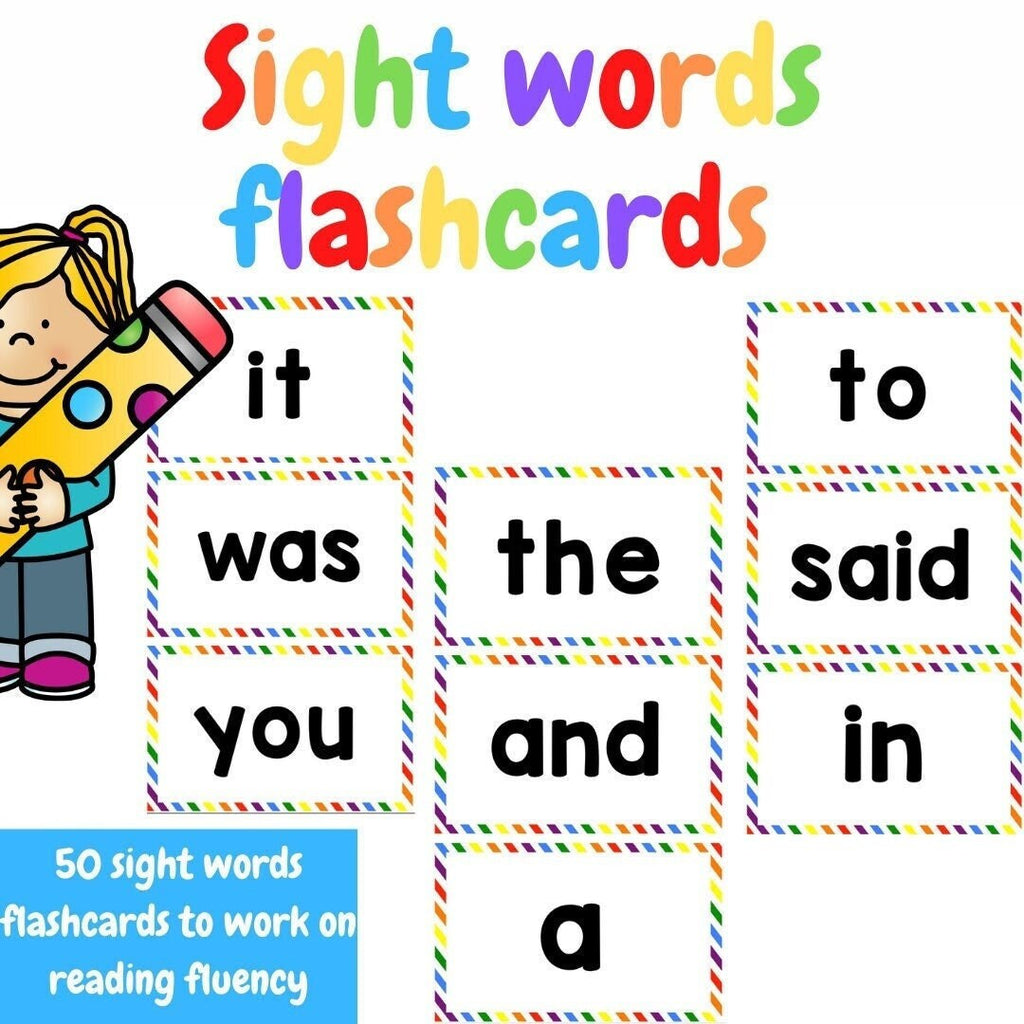 50 High frequency words flashcards