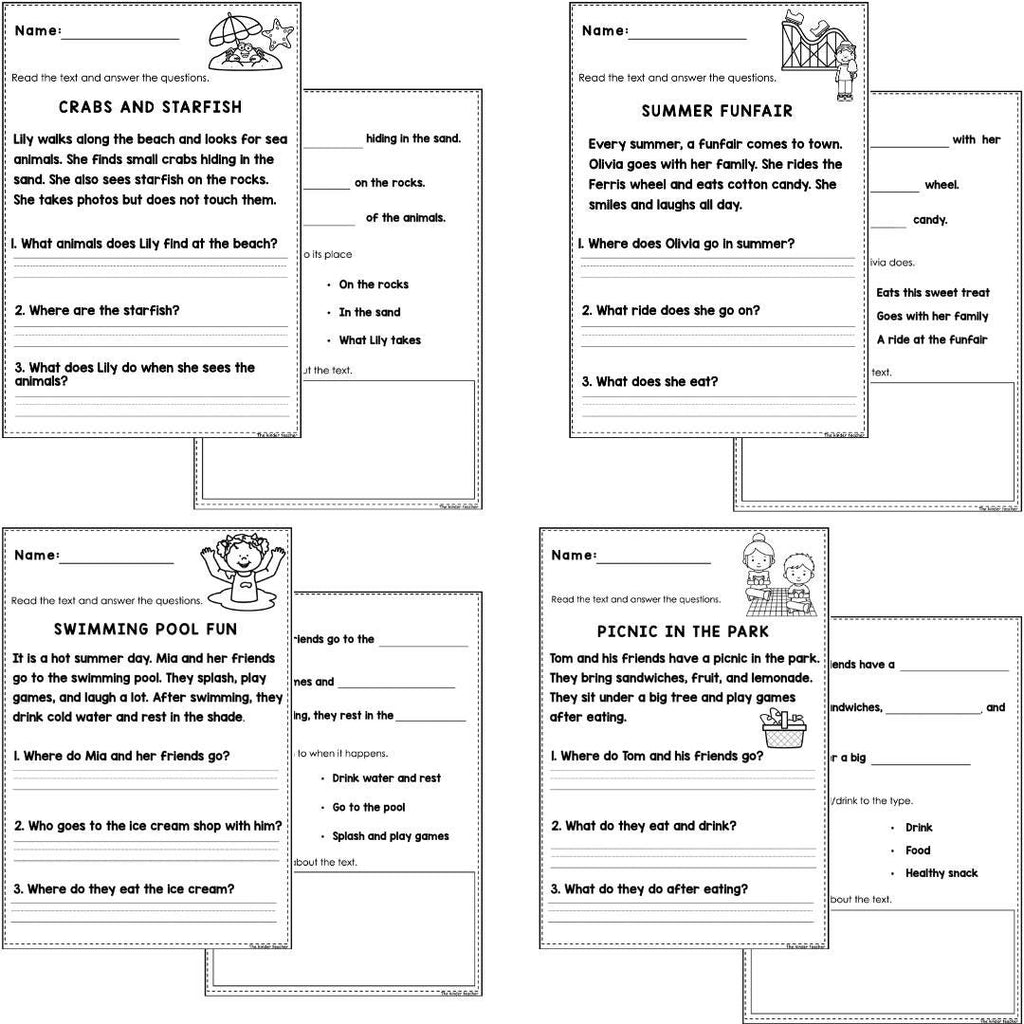 Seasonal reading comprehension BUNDLE passages for Year 1 and Reception
