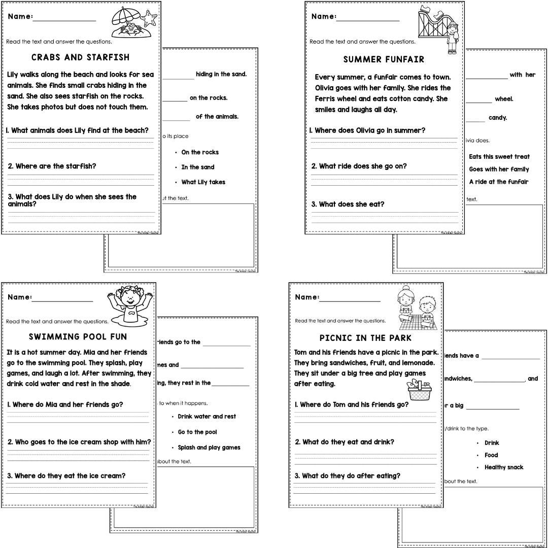 Seasonal reading comprehension BUNDLE passages for Year 1 and Reception