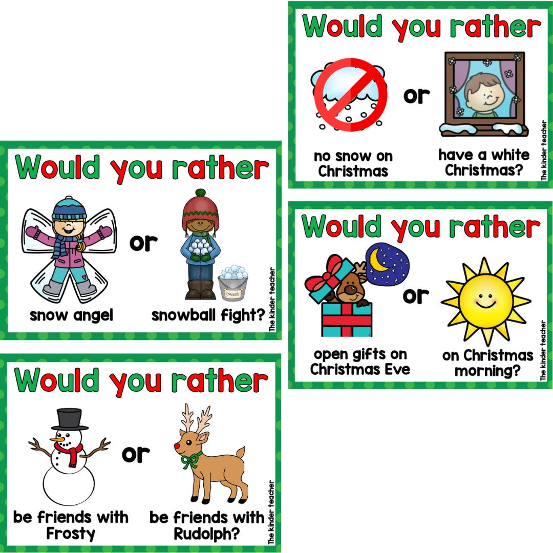 Would you rather question cards - Christmas