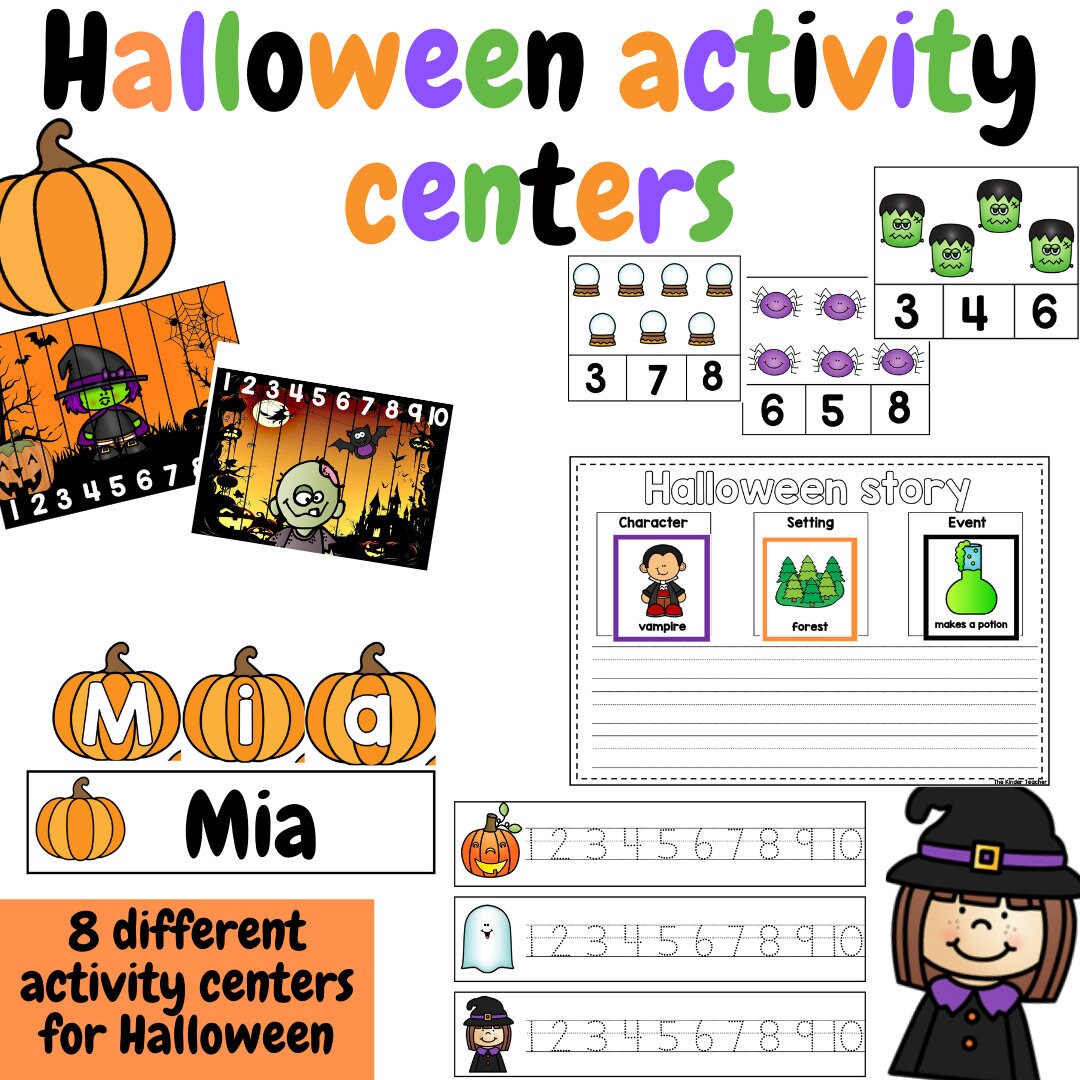 Halloween activity centers for Preschool, Pre-K, and Kindergarten