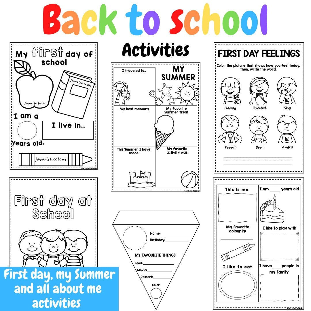 Back to school activities - First day at school - My Summer - All about me