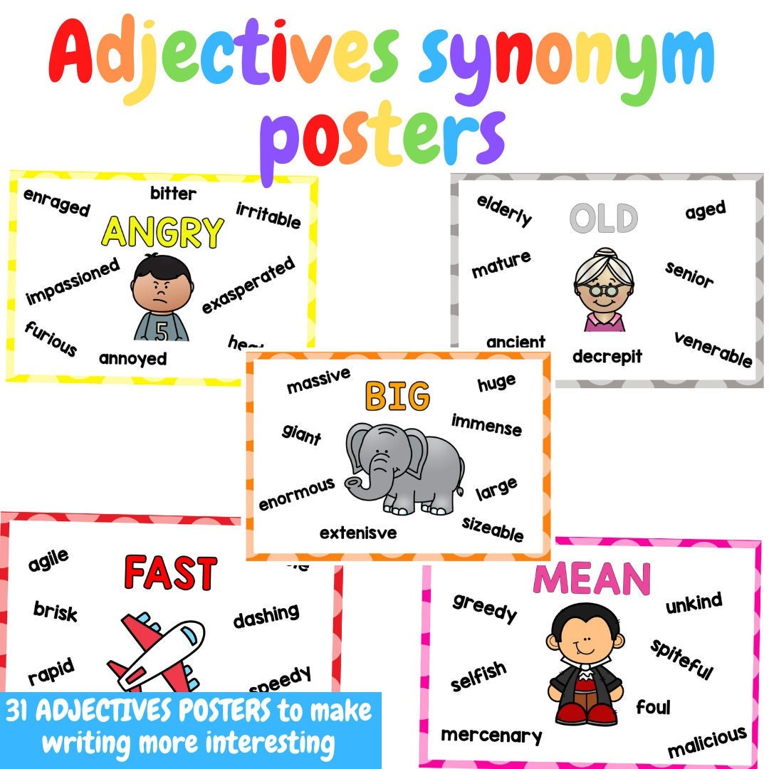 Adjectives Synonym Posters