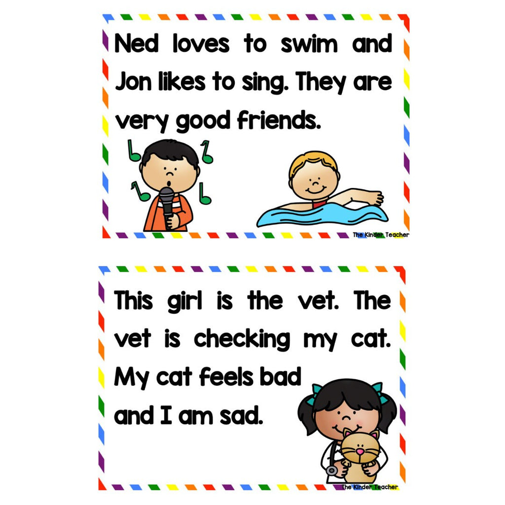 Reading comprehension texts cards