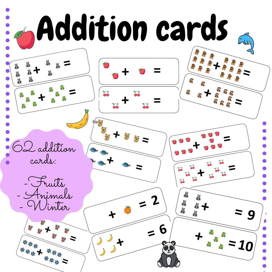 Addition Cards: Missing Addends, Math Center (PDF Pattern)