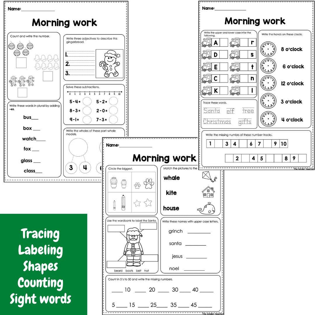 December Morning Work for Reception and Year 1