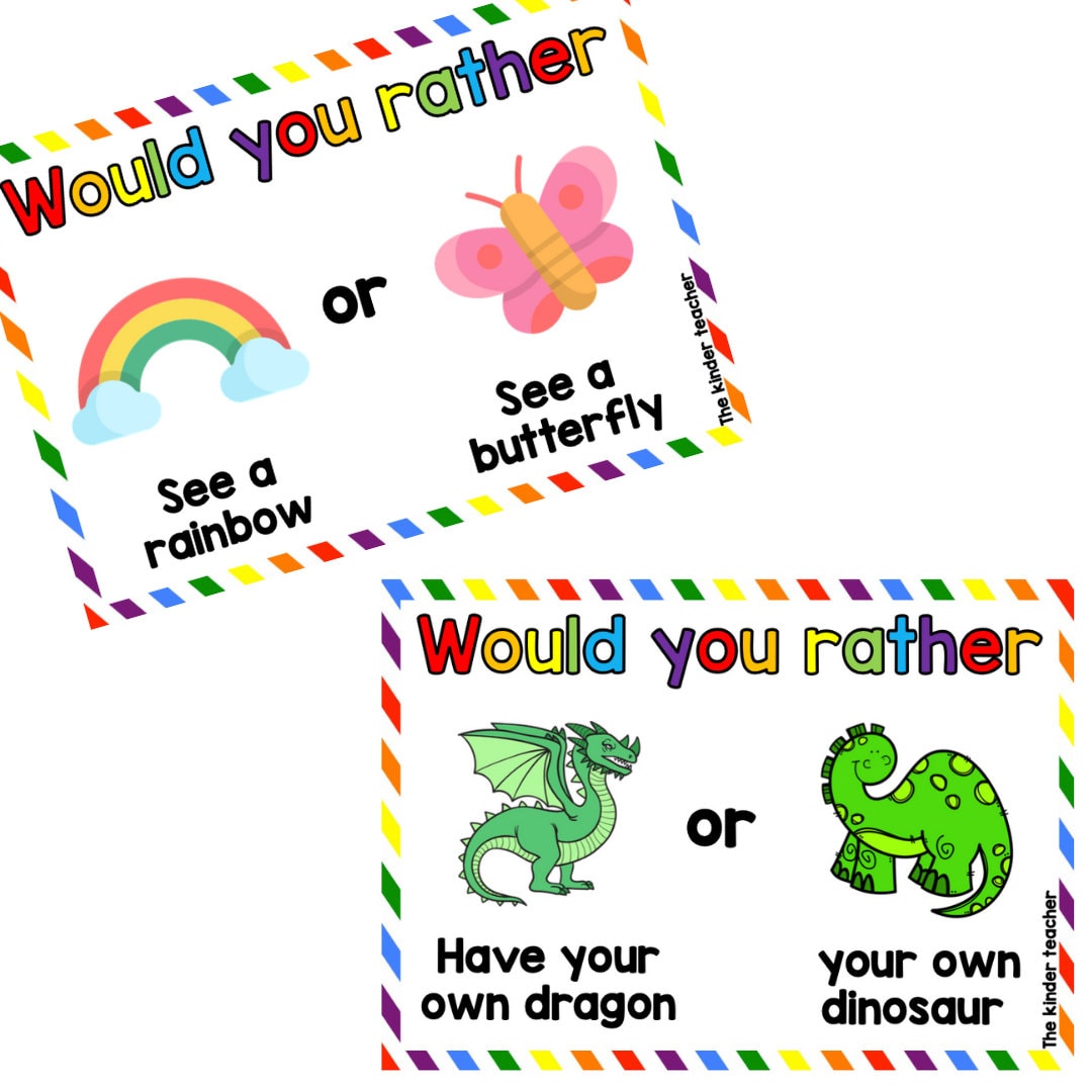 Would you rather questions! 40 cards - Kindergarten, First grade