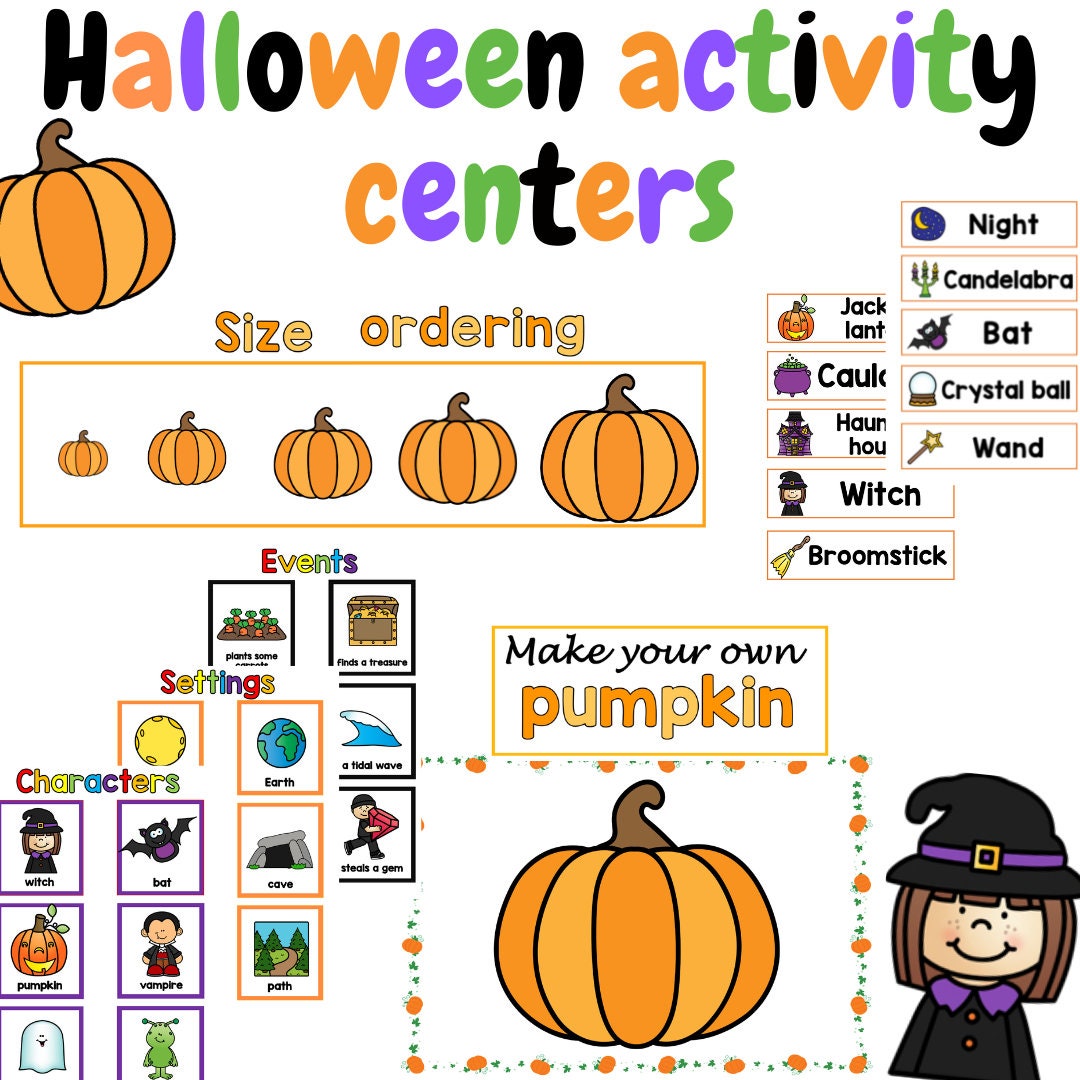 Halloween activity centers for Preschool, Pre-K, and Kindergarten