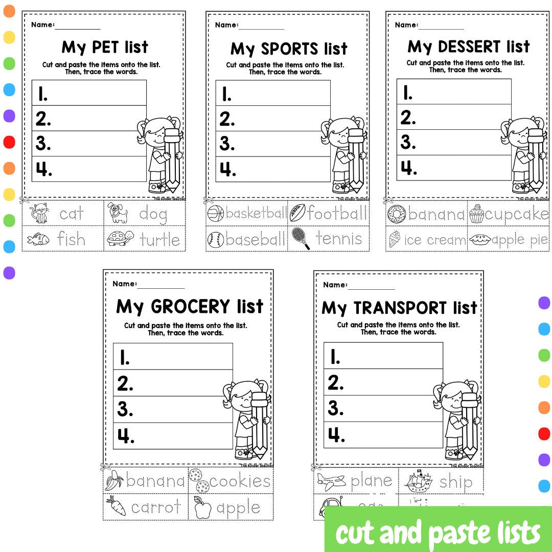 Writing lists booklet for reception & nursery - Early years