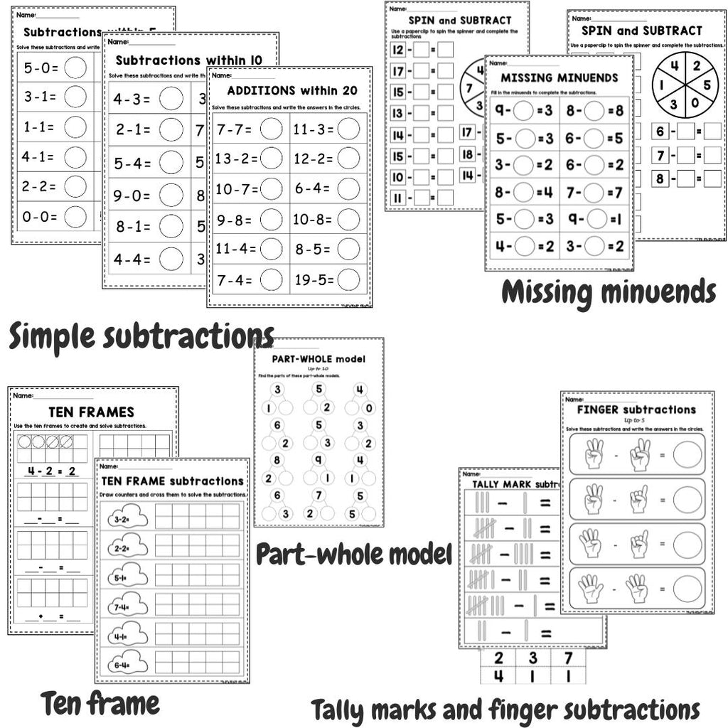 Subtraction booklet - Reception and Year 1