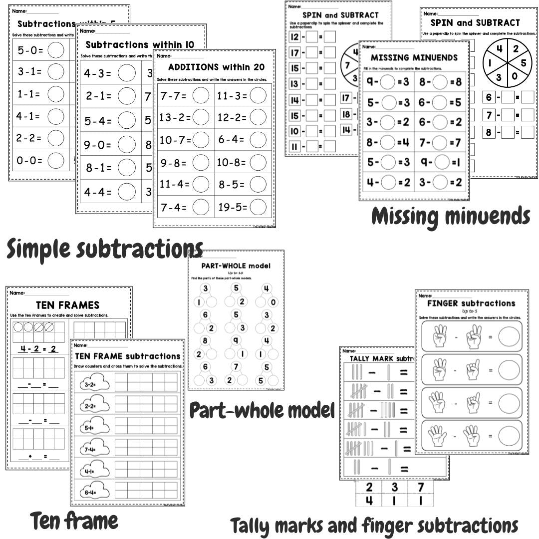 Subtraction booklet - Reception and Year 1