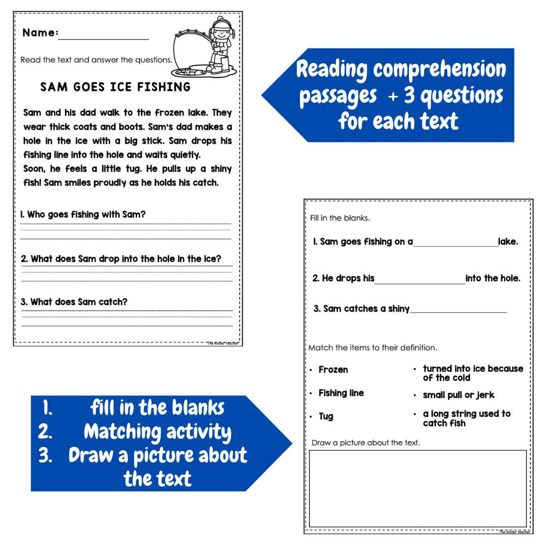 Winter reading comprehension passages for Year 1 and Reception