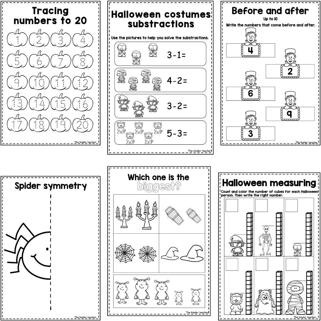 Halloween maths booklet for Preschool, Pre-K, and Kindergarten