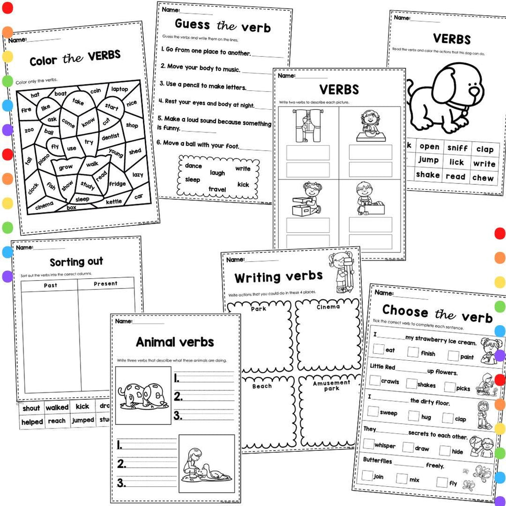 Parts of the speech - Verbs - Worksheets for Year 1 & Year 2
