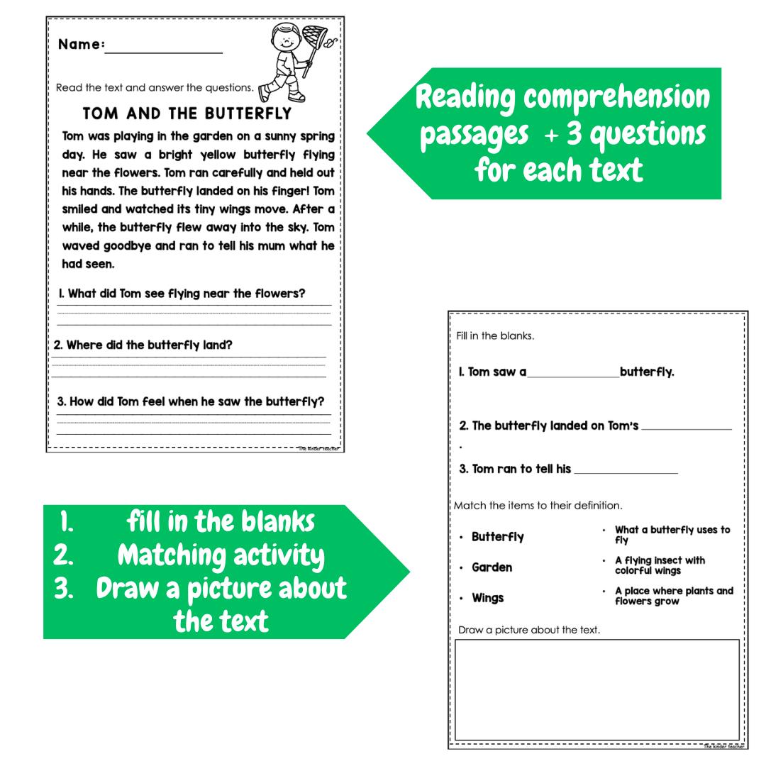 Spring reading comprehension passages for Year 1 and Reception