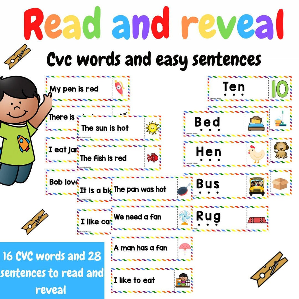 Read and reveal - CVC words and sentences