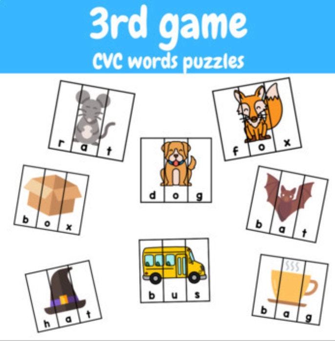 CVC words games for Preschool, Pre-K, and Kindergarten