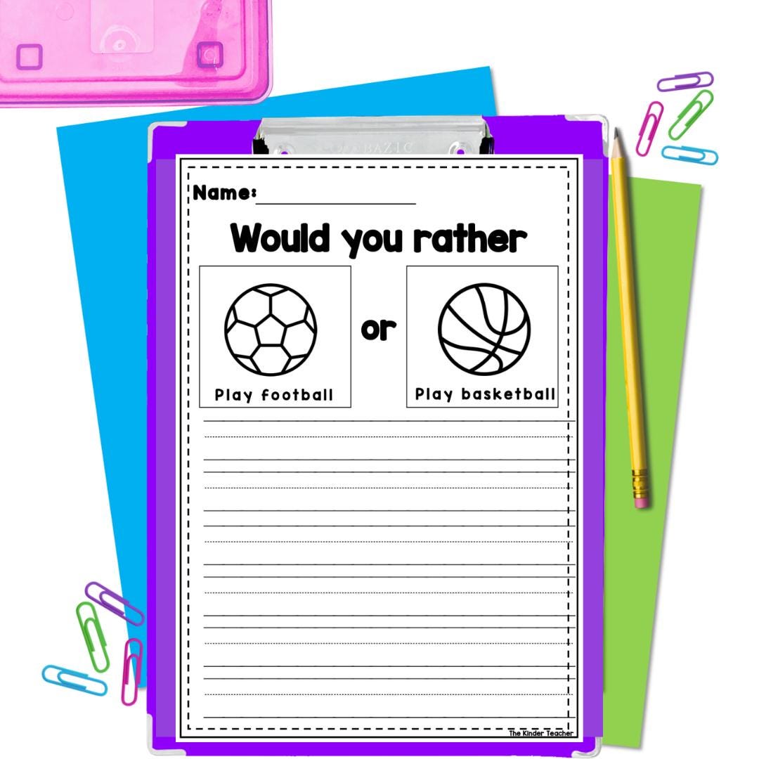 Would you rather booklet  - Early writing