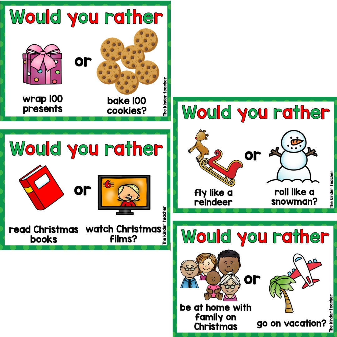 Would you rather question cards - Christmas