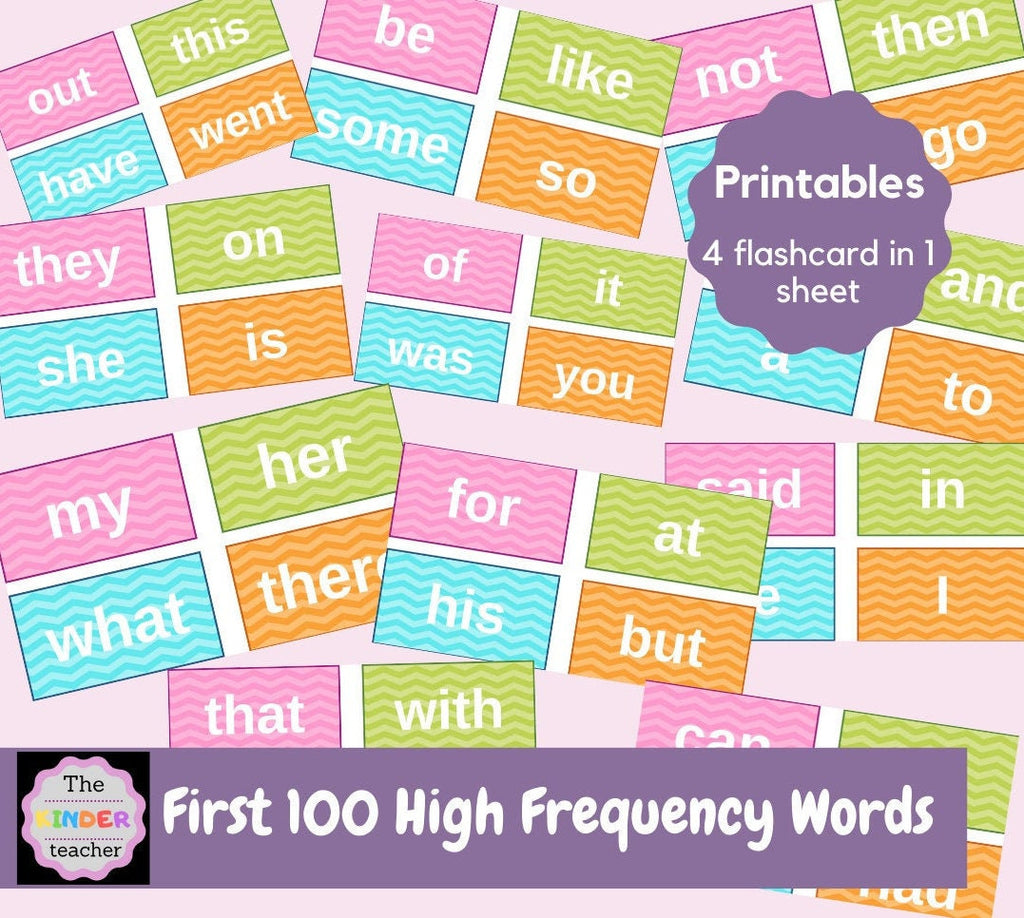 First 100 High Frequency words flashcards