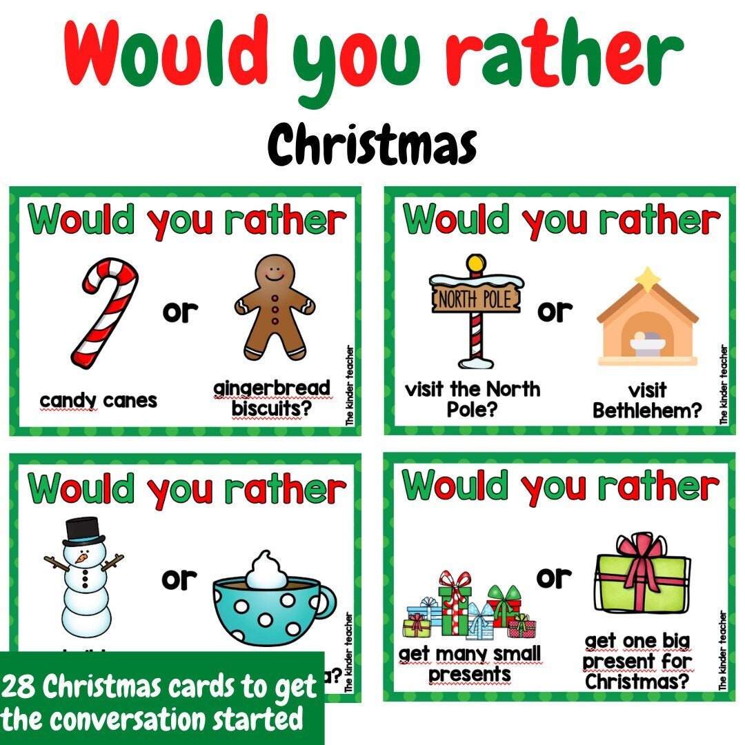 Would you rather question cards - Christmas