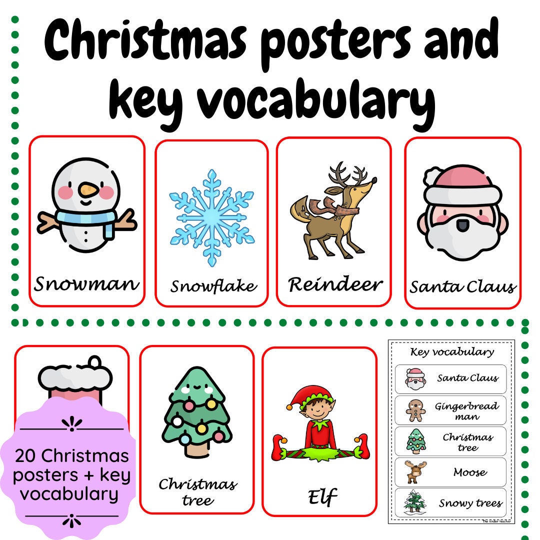 Christmas posters and key vocabulary