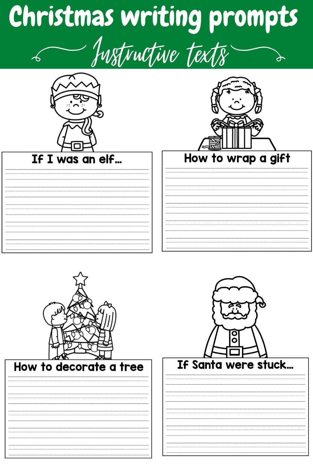 Christmas Writing Prompts Booklet - Preschool to 2nd