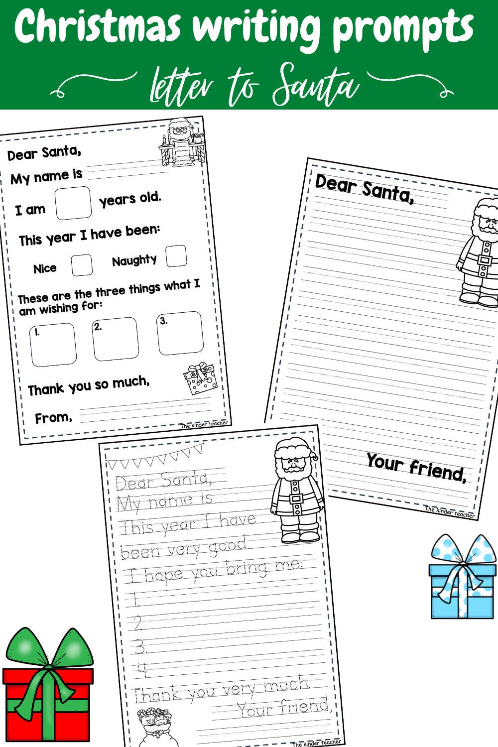 Christmas Writing Prompts Booklet - Preschool to 2nd