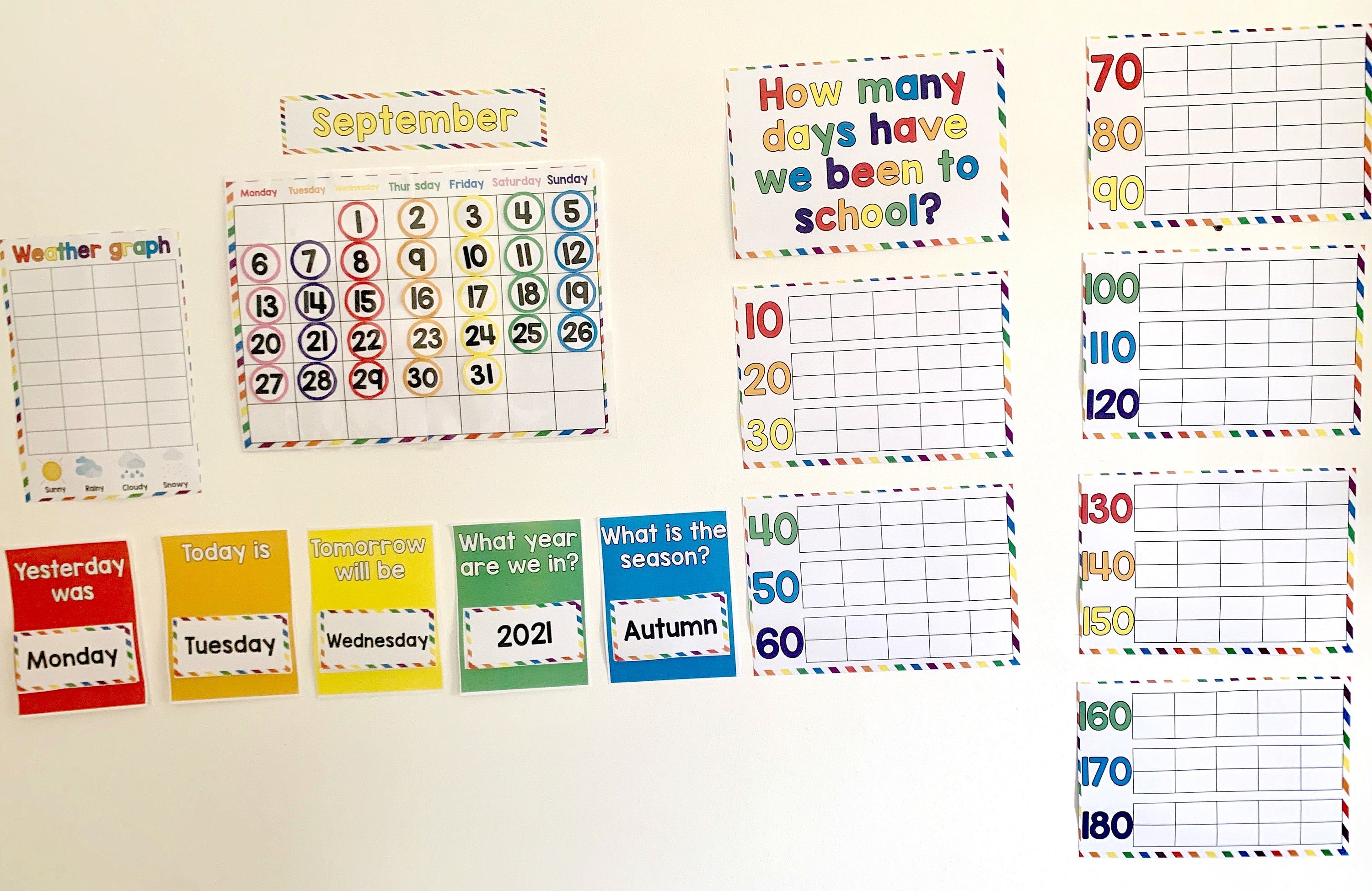 Morning routine - Calendar, days of the week, months, weather, days in school..