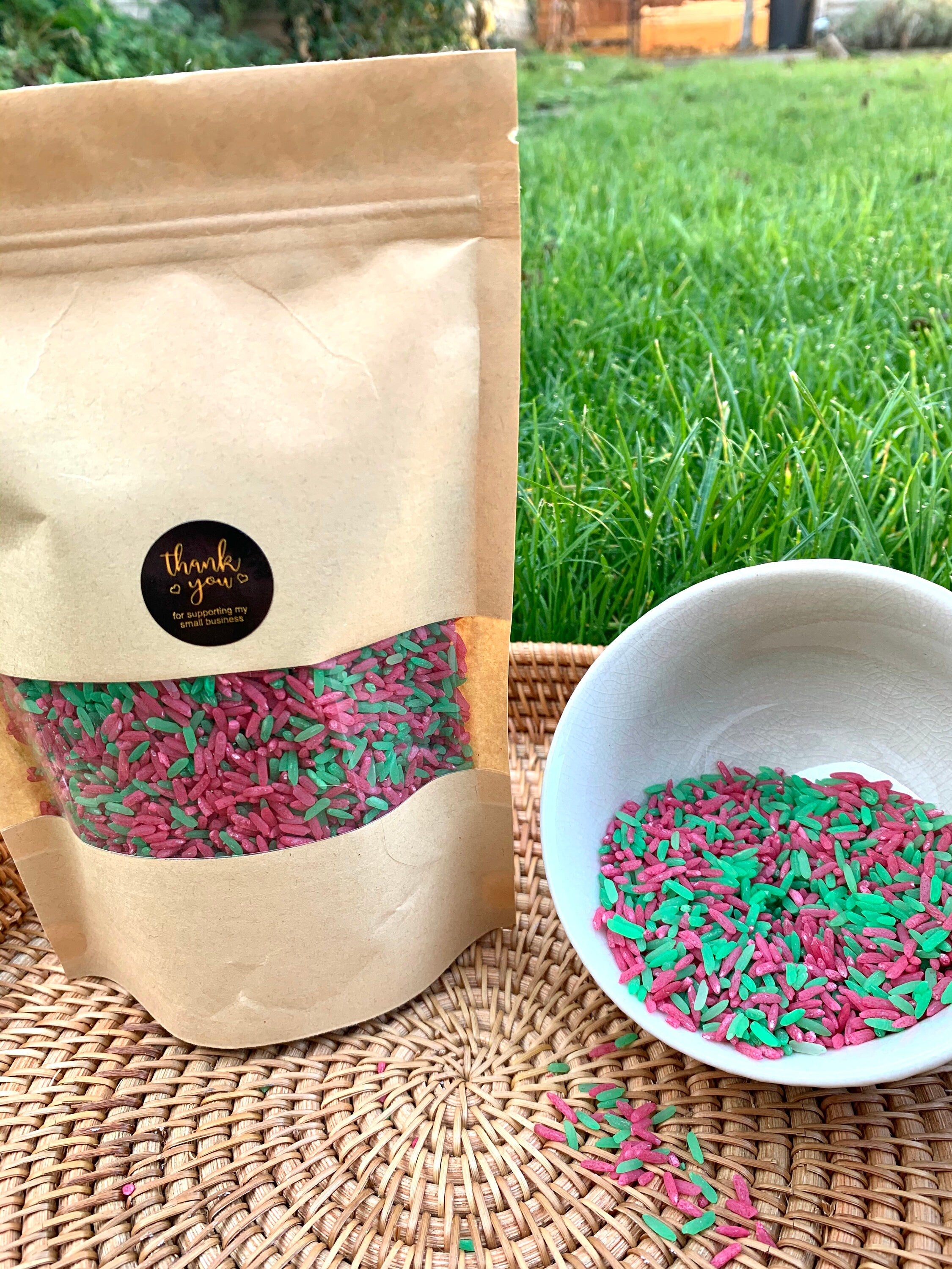 Christmas sensory bases. rice. Sensory play. Sensory resources. Sensory bases.